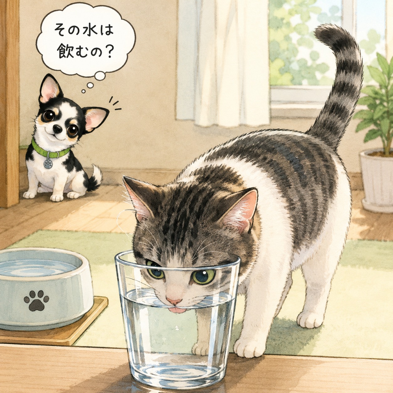 🟦 動物病院あるある 「その水は飲むの？」猫の謎すぎる水事情 暑いから、ちゃんと水を飲んでほしい