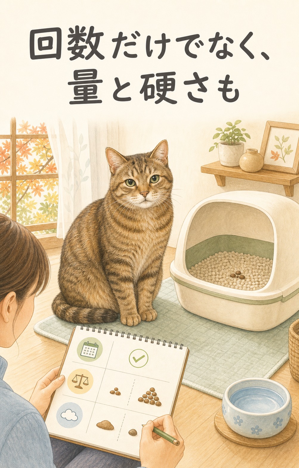 🟩 お願い・知ってほしい シニア猫の便秘、少し出ていれば大丈夫？ 「毎日ではないけれど、少しは出ているから大丈夫かな」 猫の便秘では、この“少しは出ている”ことが、受診を迷わせる場合があります