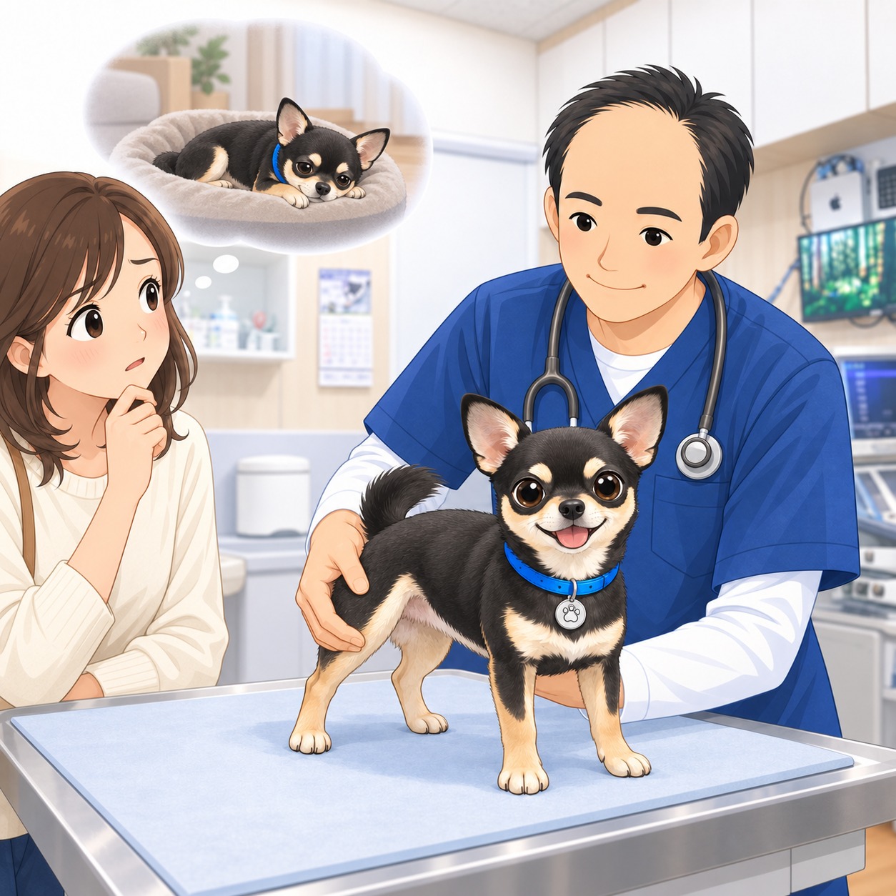 🟦 動物病院あるある 病院に来たら元気そうになる不思議 自宅では 「なんか歩きたくありません…」 という顔をしていたから病院に連れてきたのに・・・ 待合室で待っていると急にスタスタ歩き出す