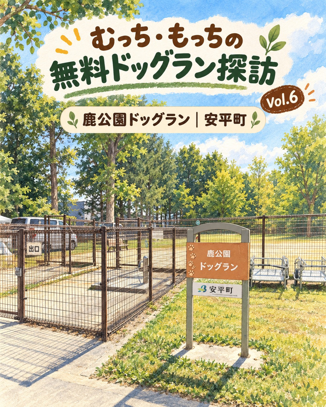 🐾 むっち・もっちの無料ドッグラン探訪 Vol.6「鹿公園ドッグラン」安平町 今回訪れたのは、大きな鹿公園の中にあるドッグラン