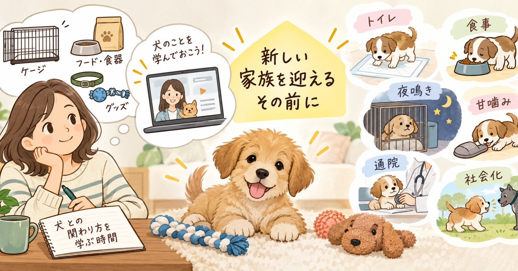 【これから子犬を迎える方へ】 子犬を迎える準備というと、ケージや食器、フードを思い浮かべる方が多いかもしれません